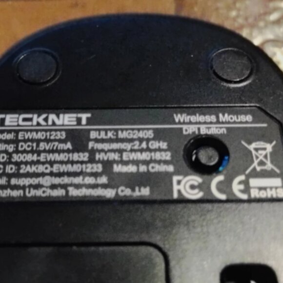 Tecknet Wireless Optical Mouse EWM01233 BLACK Tested Working - Picture 3 of 3